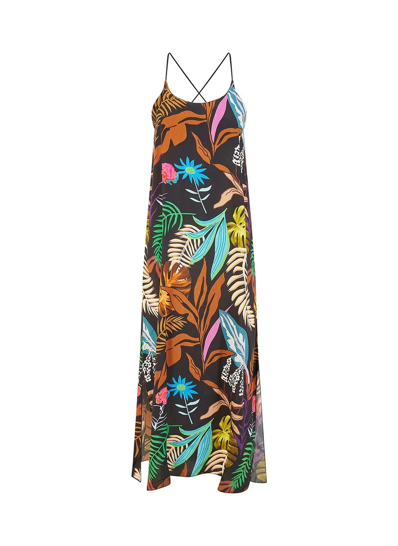 ميلا لندن Tropical Print Maxi Dress