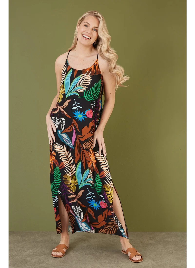 ميلا لندن Tropical Print Maxi Dress