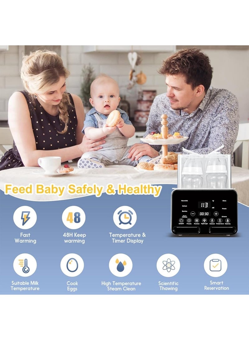 نورا جهاز تسخين زجاجات الاطفال، سخان حليب 9 في 1 لتركيبة حليب الثدي، تسخين مستمر لمدة 48 ساعة، مع اذابة الثلج، برطمانات طعام الاطفال الساخنة، التعقيم، الذوبان، تحكم دقيق في درجة الحرارة، يناسب - Image 2
