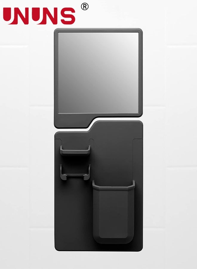 UNUNS Shower Mirror for Shaving,Toothbrush Razor Holder,Silicone Toothbrush Holder with Mirror,Removable Reusable,Silicone-Grip Technology for Bathroom Home - Image 1