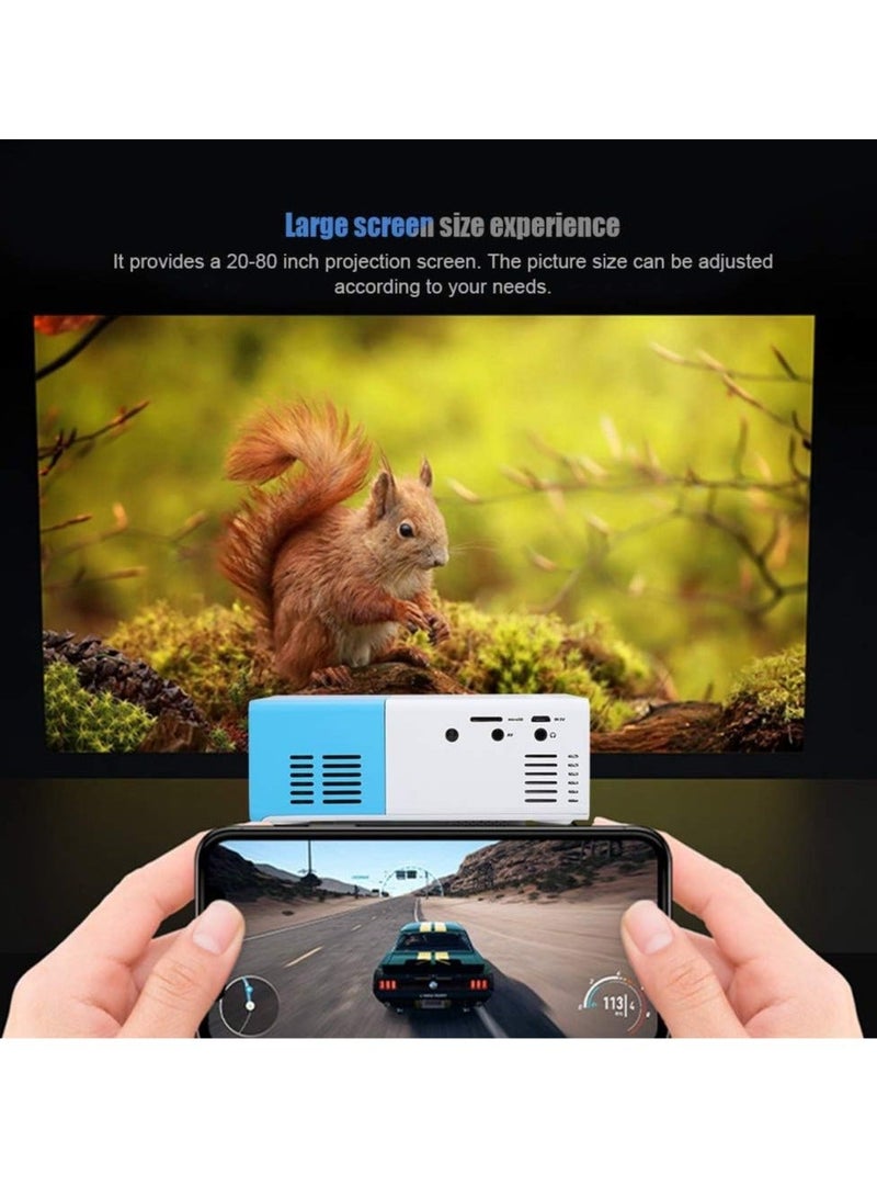 جهاز عرض صغير محمول للسينما المنزلية LED 1080P HD جهاز عرض فيديو بدقة 1920*1080، يدعم الاتصال متعدد الأجهزة، قرص U، القرص الصلب المحمول، بطاقة SD، AV (أبيض أزرق) - Image 2