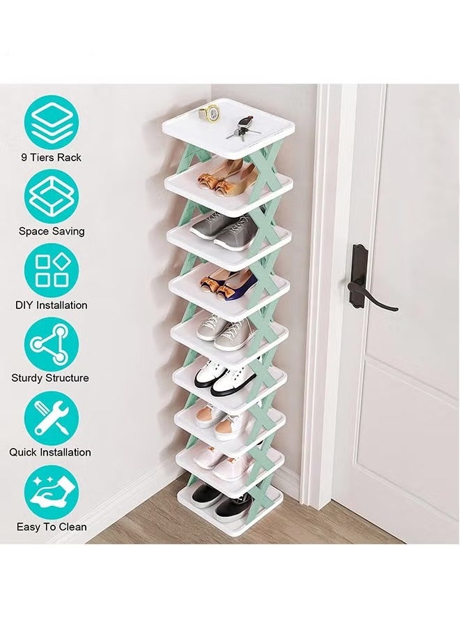 Generic 9-Layer Stackable Plastic Shoe Rack|Independent Shoe Cabinet, Compact Space|Stable Design of X Rack/Easy to Clean, Multifunctional Shoe Tower  - Image 2