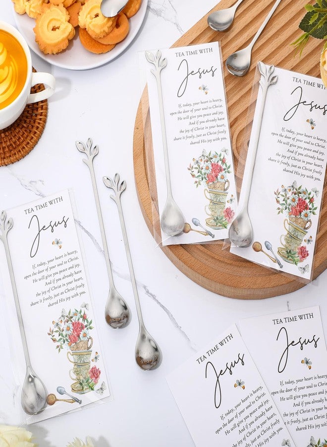 Skybooly 15 Sets Christian Tea Party Favors Jesus Teaspoons with Prayer Cards 6.5" Coffee Spoons Souvenirs for Tea Party Church Family Reunion Gifts - Image 3