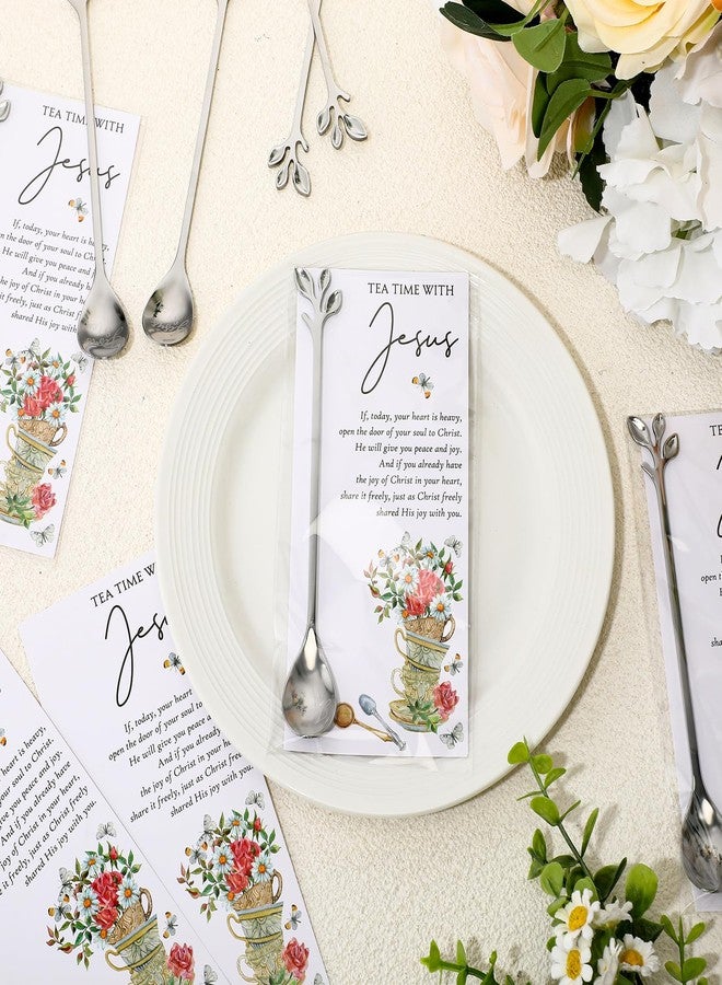 Skybooly 15 Sets Christian Tea Party Favors Jesus Teaspoons with Prayer Cards 6.5" Coffee Spoons Souvenirs for Tea Party Church Family Reunion Gifts - Image 4