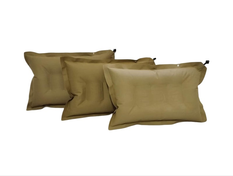 RAV Pack of 3 Cushion Sleeping Bag Backpacking Pillow Soft Comfortable Air Inflatable Travel Pillow Tourist Pillow Sleeping Tourist PillowColor Brown - Image 1