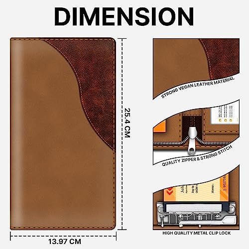 FEDUS Cheque Book Holder, Vegan Leather Expanding Handmade Multiple for Cards, Women/Men Wallet, Traveling Wallets, Documents for Office & Home (Brown) - Image 5