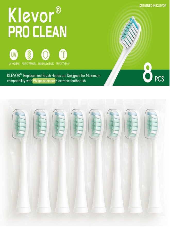 KLEVOR Replacement Toothbrush Heads for Philips Sonicare – 8 Count – Individually Wrapped & Protective Travel Cap – Compatible with DiamondClean, FlexCare, ProtectiveClean, Series 2/3 and More - Image 1