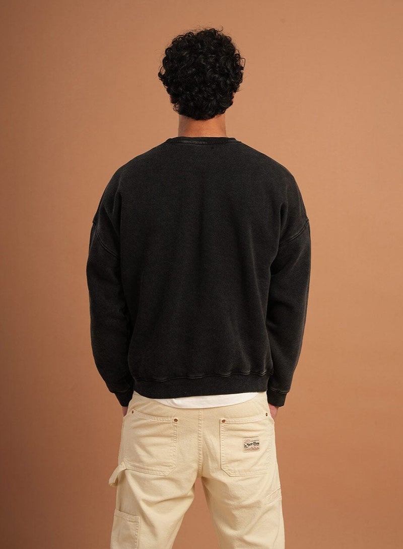 In Your Shoe Black Washed Boxy Crewneck - Image 2