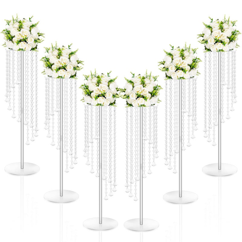 Marsui Marsui 6 Pieces Acrylic Flower Stands 315 Inch Tall Centerpiece Stands Bulk Crystal Flower Stand Wedding Elegant Acrylic Stand Centerpiece for Party Weddings Reception Decoration 