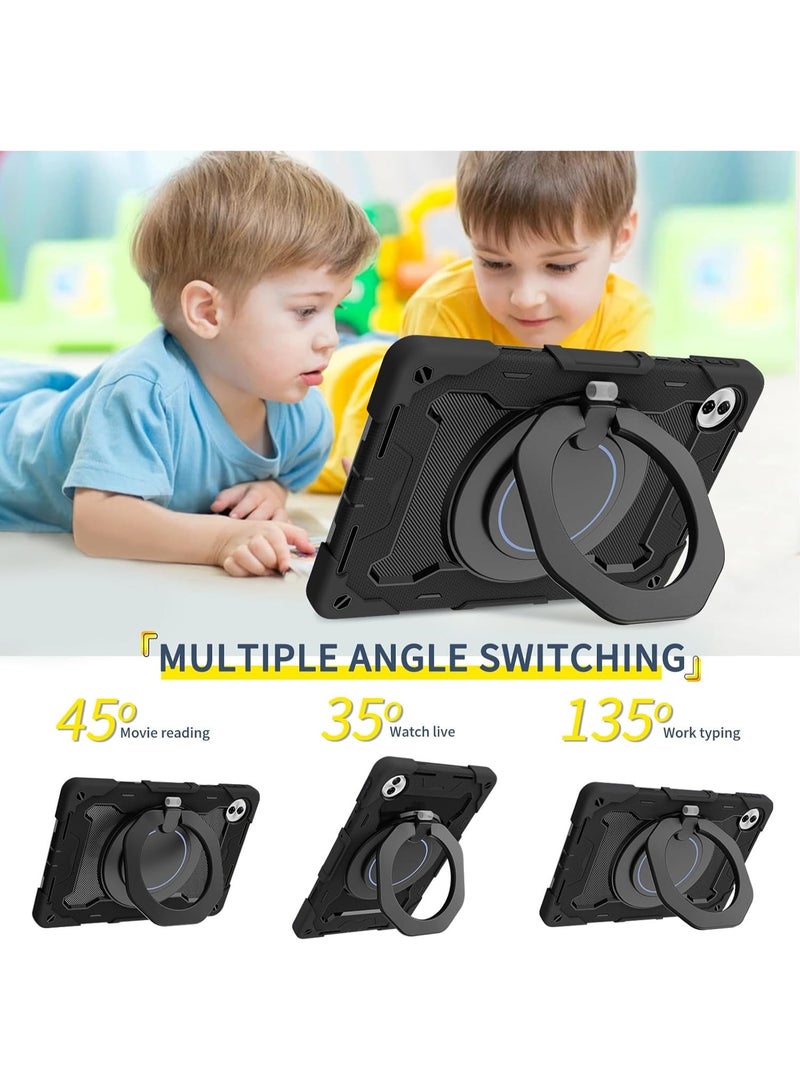 يوارب كينج PC + السيليكون 3 طبقات مدرعة مجمعة مكافحة للصدمات ثقيلة مع قوس حلقة دوران 360 درجة لوسادة الشرف 10 12.1 بوصة سوداء - Image 4