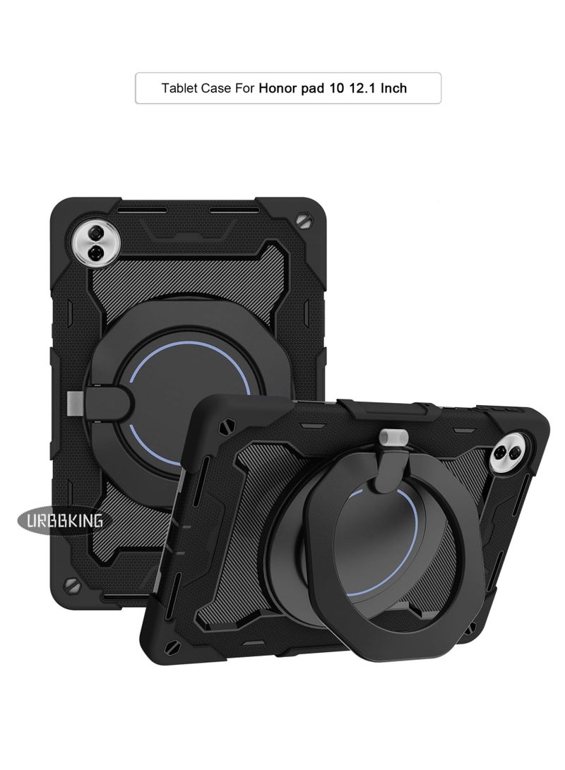 يوارب كينج PC + السيليكون 3 طبقات مدرعة مجمعة مكافحة للصدمات ثقيلة مع قوس حلقة دوران 360 درجة لوسادة الشرف 10 12.1 بوصة سوداء - Image 1