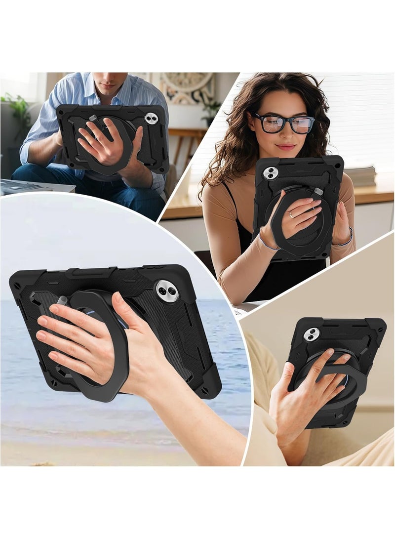 يوارب كينج PC + السيليكون 3 طبقات مدرعة مجمعة مكافحة للصدمات ثقيلة مع قوس حلقة دوران 360 درجة لوسادة الشرف 10 12.1 بوصة سوداء - Image 2