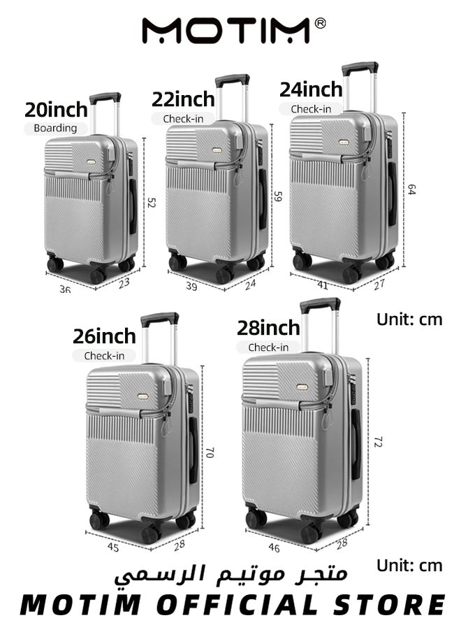 Motim - Travel Luggage Carry-On Luggage With Front Open Laptop Compartment Pocket and USB Port Aluminum Framed Suitcase With Spinner Wheels Large Capacity Checked-in Luggage - Image 1