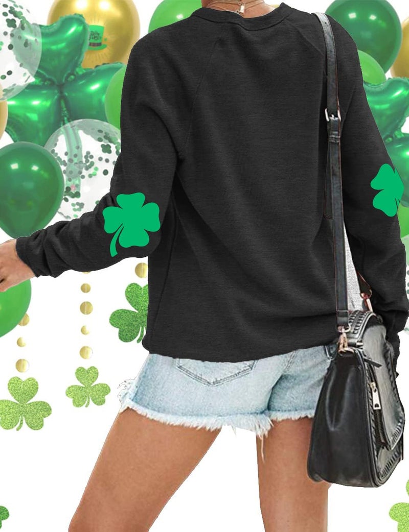 TAOHONG Women St. Patrick's Day Sweatshirts Shamrock Shirt Clover Printed Long Sleeve Irish Gift Casual Loose Fit Tops - Image 5