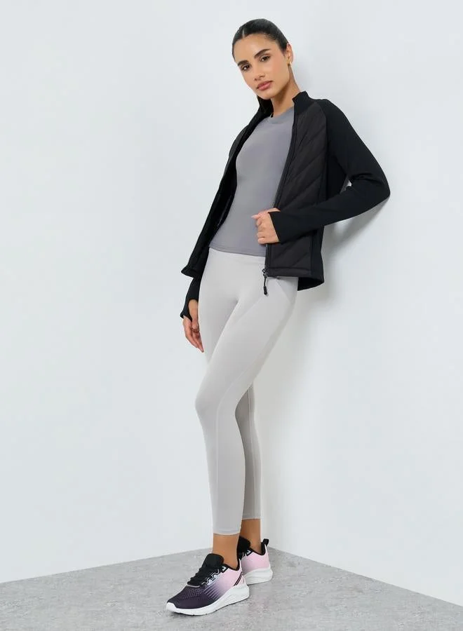 Styli Active Long Sleeve Thumbhole Detail Full Zip Padded Jacket