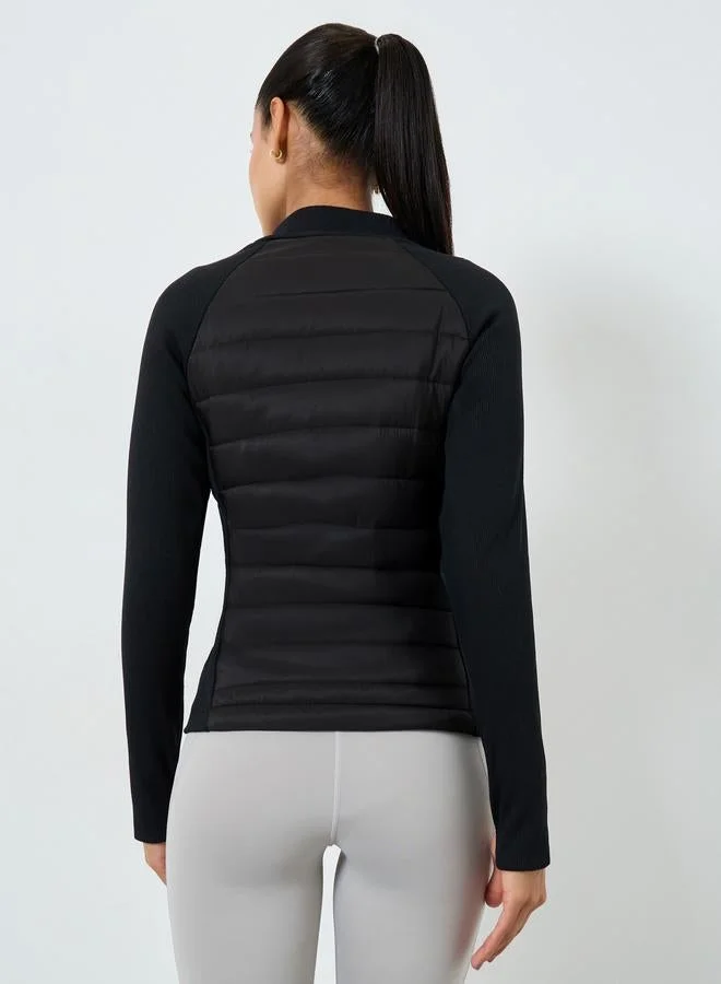 Styli Active  Long Sleeve Thumbhole Detail Full Zip Padded Jacket for Women | Best Price UAE