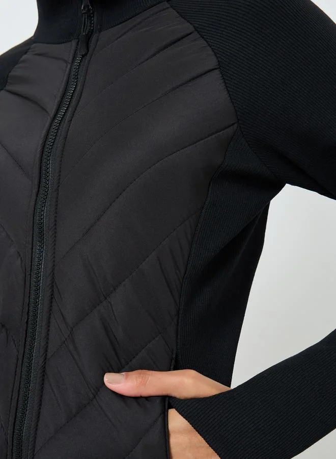 Styli Active  Long Sleeve Thumbhole Detail Full Zip Padded Jacket for Women | Best Price UAE