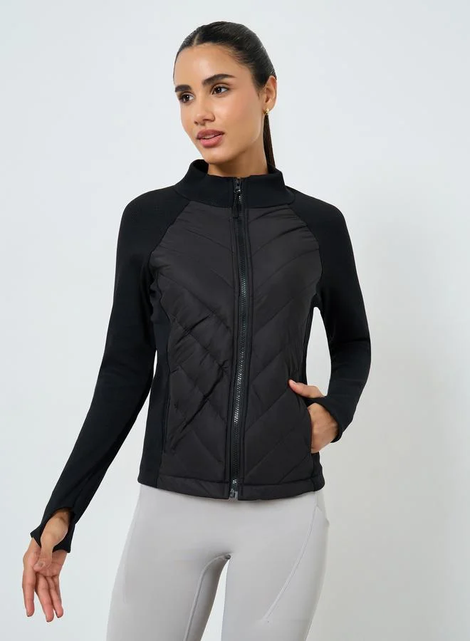 Styli Active Long Sleeve Thumbhole Detail Full Zip Padded Jacket