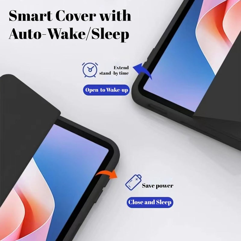 NESLIN غطاء حافظة للجهاز اللوحي متوافق مع Huawei Matepad 11.5s" 2026/2024، حافظة ثلاثية الطي رفيعة مضادة للصدمات من مادة TPU على شكل قرص عسل مع حامل متين + غطاء إيقاظ/إغلاق تلقائي لجهاز Huawei Matepad 11.5s (أسود) - Image 3