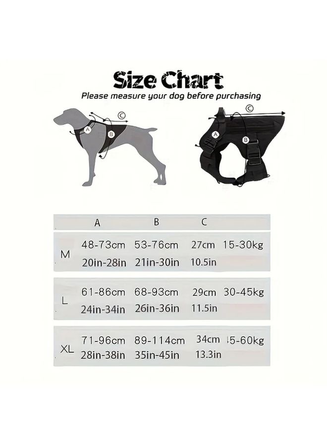 Large Black Tactical Dog Harness Vest With 4ft Leash Adjustable For Outdoor Training Hiking - Image 2