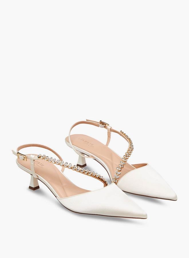 Celeste Women Embellished Strap Kitten Heel Shoes Ramadan Collection - Image 2
