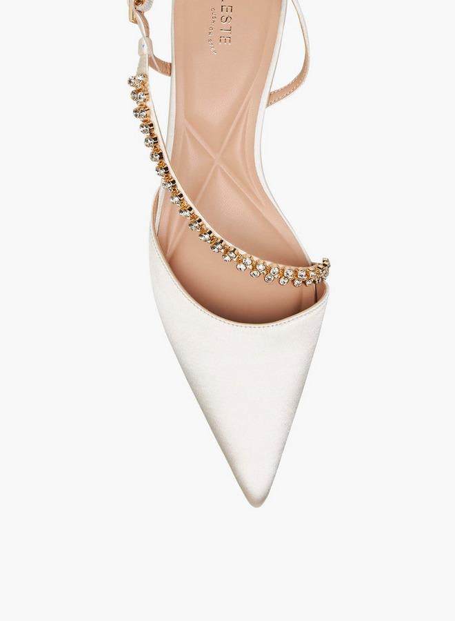 Celeste Women Embellished Strap Kitten Heel Shoes Ramadan Collection - Image 4