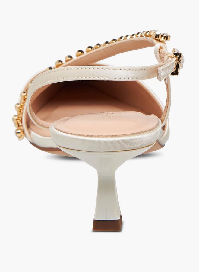 Celeste Women Embellished Strap Kitten Heel Shoes Ramadan Collection - Image 5