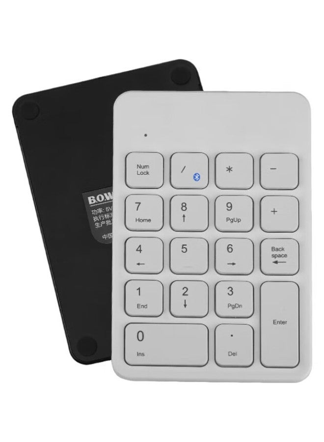 B.O.W Hangshi (Bow) Hb157 Wireless Bluetooth Digital Mini Keyboard, Mini Keyboard For Finance, Accounting, Cashier, And Securities, Rechargeable Bluetooth Keyboard, White - Image 1