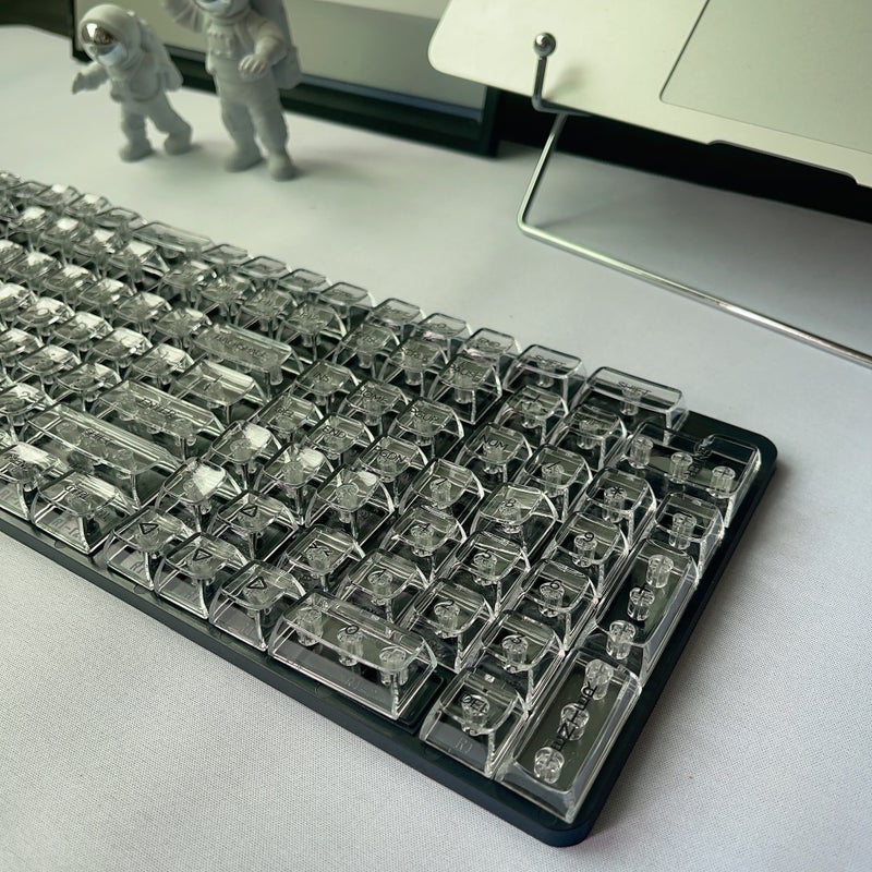 Crystal Clear Keycaps 132 Full Set for Mechanical KeyboardsWhite Transparent Black key Cap 132 large full key White Transparent Black key Cap 132 large full key