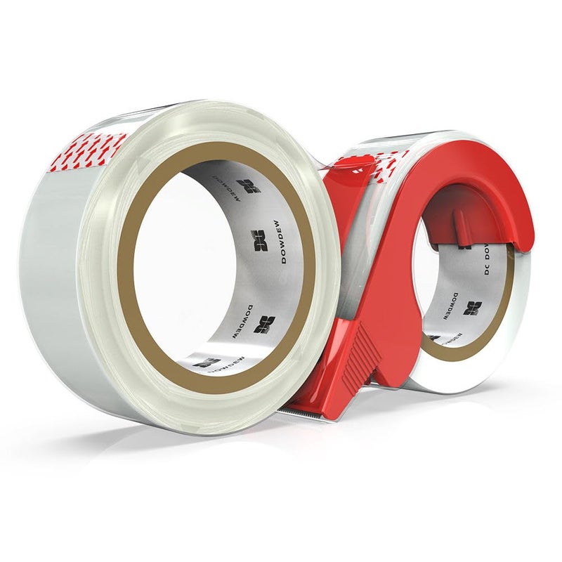 DowDew [110 Total Yards] Clear Packing Tape with Dispenser [2 Pack] Packaging Tape 1.88 Inch x 55 yd Refill Rolls for Shipping Mailing Moving - Image 1