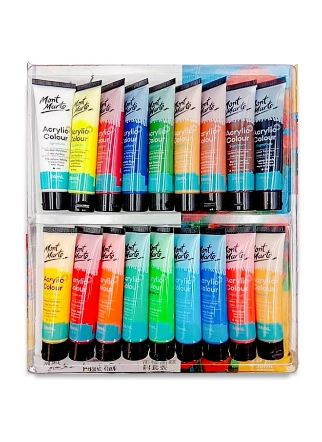 Mont Marte 18-Piece Acrylic Paint Set,Signature Acrylic Colour Paint Set,Multicolour,18*36ml  - Image 2