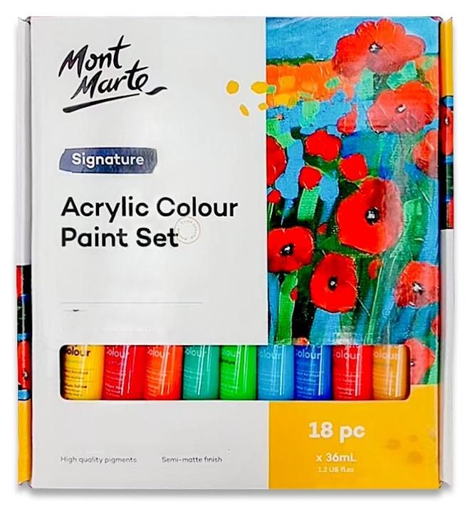 مونت مارتي طقم طلاء أكريليك 18 قطعة ، طقم طلاء أكريليك ملون مميز ، متعدد الألوان - Image 1