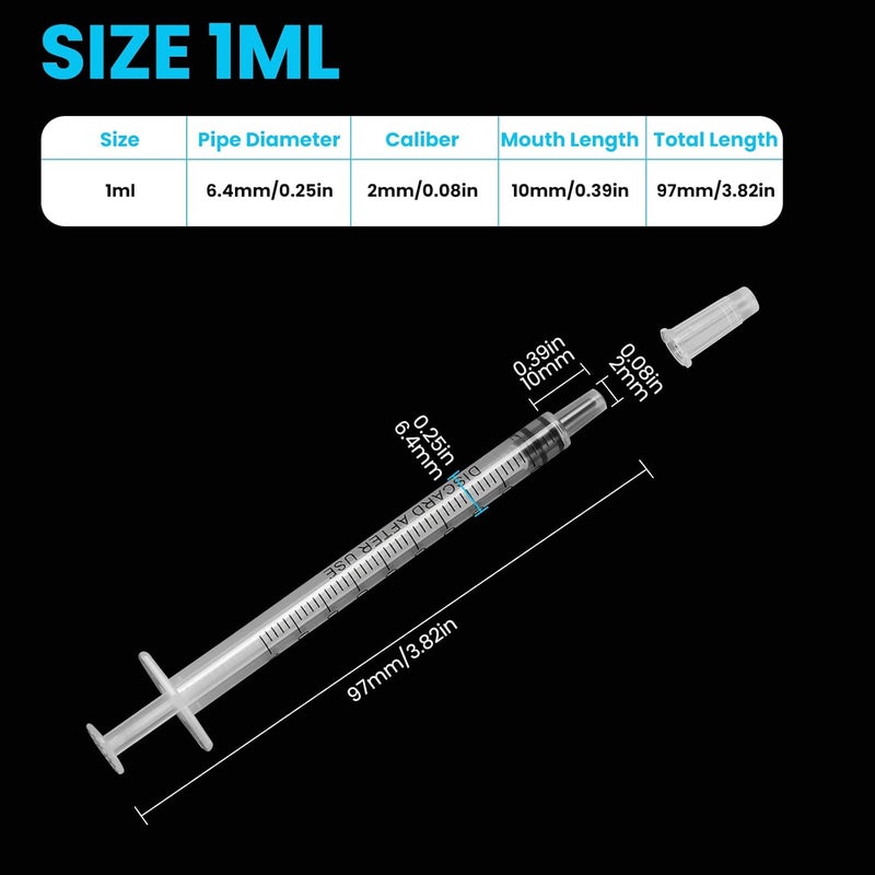 TENKAIWICK 120 PCS 1ml Syringe with Cap for Liquid,Oral Syringe without Needle for Medicine Dropper, Colostrum Collect, Feeding Pets, Liquid Measuring, Individually Sealed, Luer Slip Most item matching trendy design - Image 2