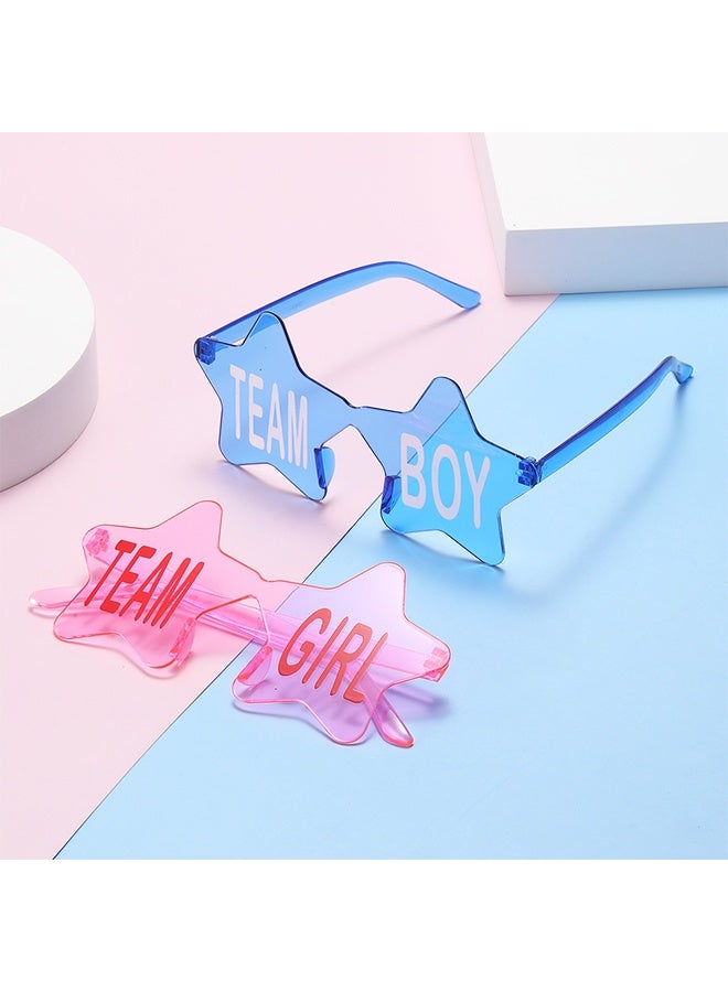 4pcs Sunglasses Pink And Blue For Gender Reveal Party Gender Reveal Ideas Five-Pointed Star Shaped Sunglasses Team Boy/Girl - Image 3