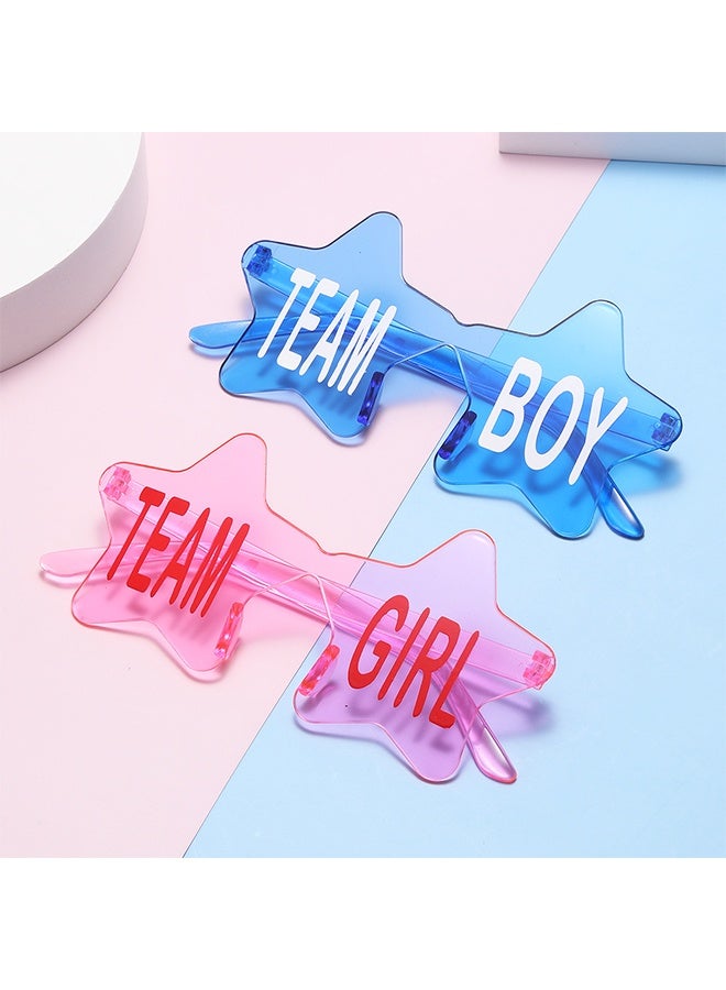 4pcs Sunglasses Pink And Blue For Gender Reveal Party Gender Reveal Ideas Five-Pointed Star Shaped Sunglasses Team Boy/Girl - Image 2