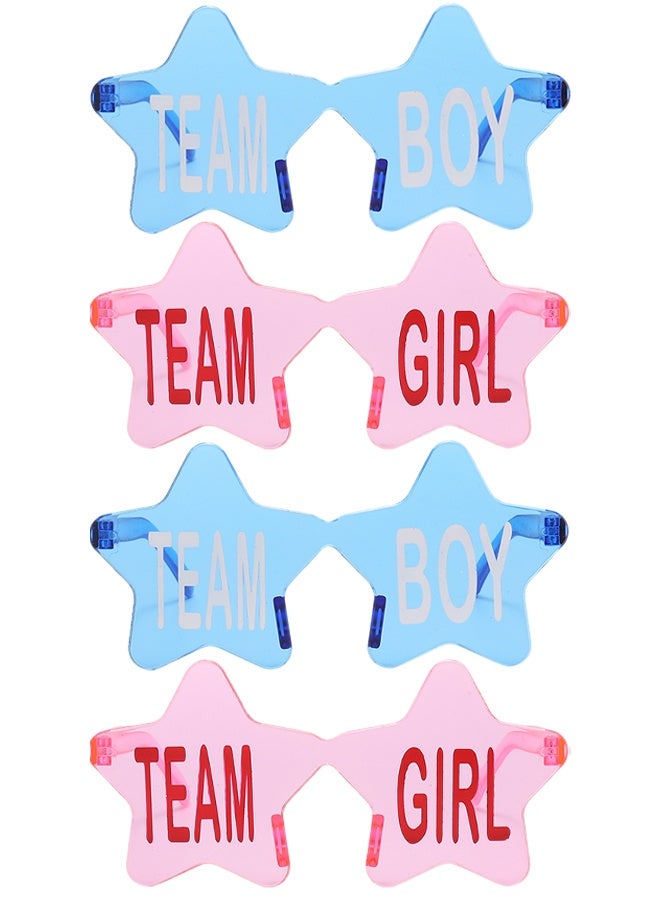 4pcs Sunglasses Pink And Blue For Gender Reveal Party Gender Reveal Ideas Five-Pointed Star Shaped Sunglasses Team Boy/Girl - Image 1
