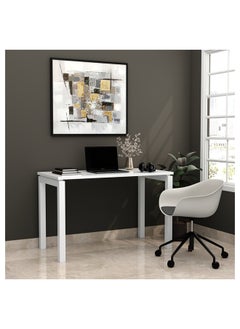 RIGID Steel Computer Desk with Wooden Top White 200x245x50cm  - Image 1
