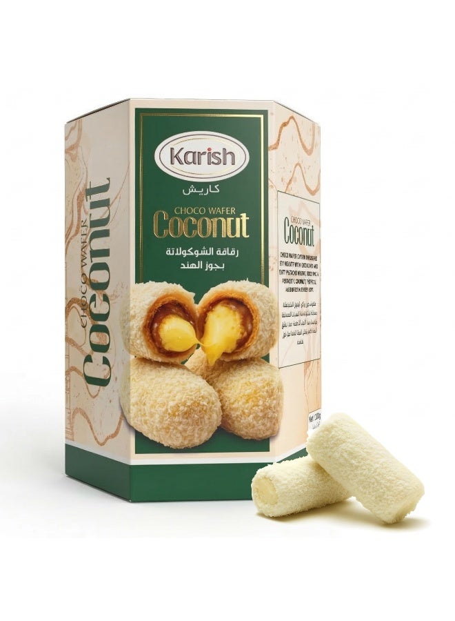 Karish Choco Coconut Wafers 200g - Crispy Wafer Biscuits with Rich Chocolate and Coconut Flavor - Sweet Snack Treat
