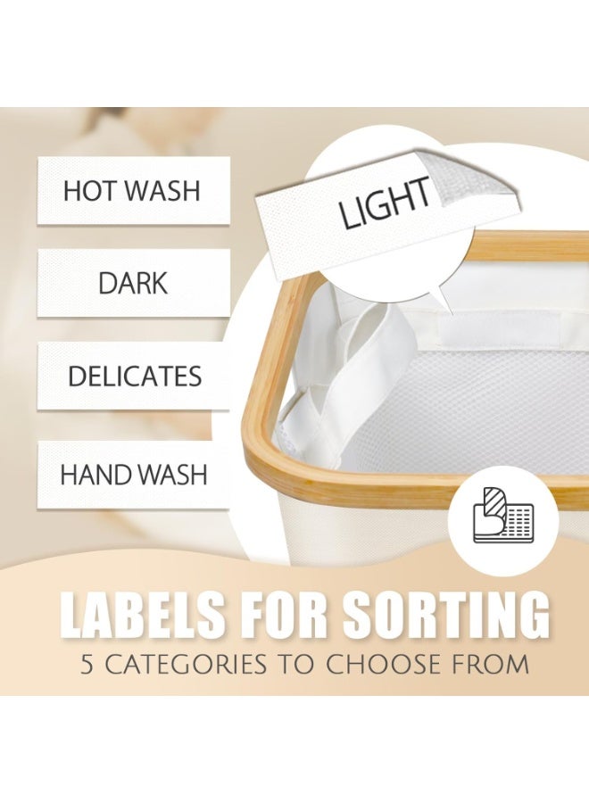Extra Large 145L Foldable Laundry Hamper with Lid, 3 Section Divided, Beige - Image 5