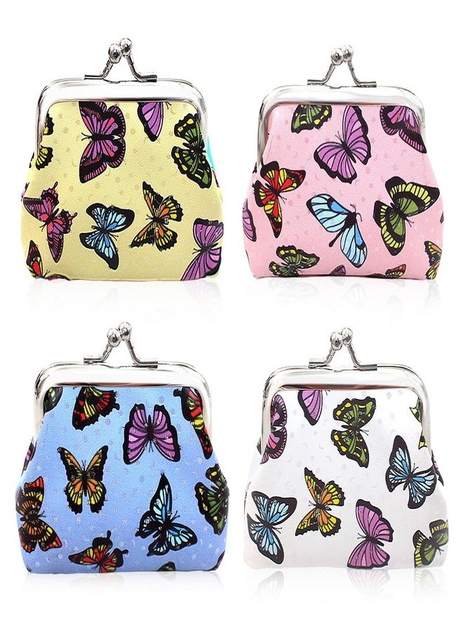 Oyachic 4PCS Butterfly Coin Purse,Leather Change Purse,Small Wallet with Clasp,Small Coin Pouch for Women - Image 1