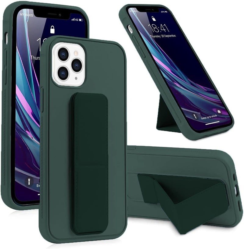 غطاء iPhone 15 Pro مع حامل مغناطيسي ومقبض، مقاوم للخدوش والصدمات، أخضر - Image 1