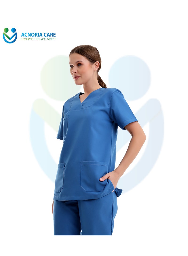 ACNORIA CARE Women's Medical Scrubs Consisting Of Two Pieces Blouse And Pants 25% Viscose 75% Polyester Blue Color - Size L - From Acnoria Care - Image 5
