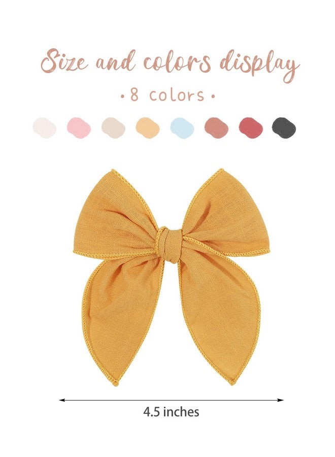 doboi 8Pcs Baby Girls Hair Clips Fable Hair Bows Cotton Linen Bows For Girls Hair Accessories For Baby Toddlers Kids - Image 4