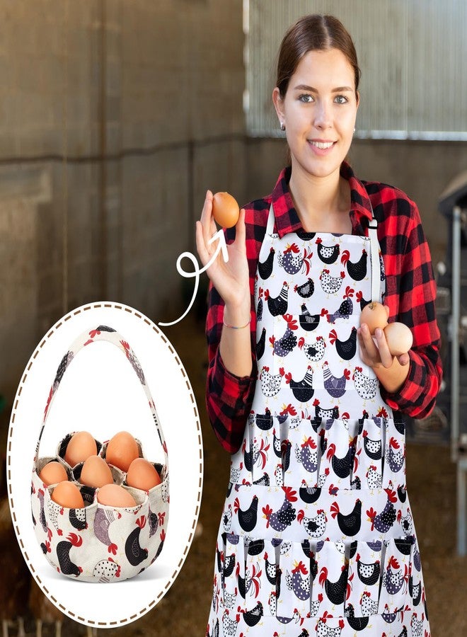 Cutecrop 2 Pcs Egg Collecting Apron with 15 Pockets Gathering Basket with 7 Pouches Fresh Chicken Duck Goose Egg Collecting for Housewife Farmhouse Kitchen Parent Child Activities(Vivid Style) - Image 5