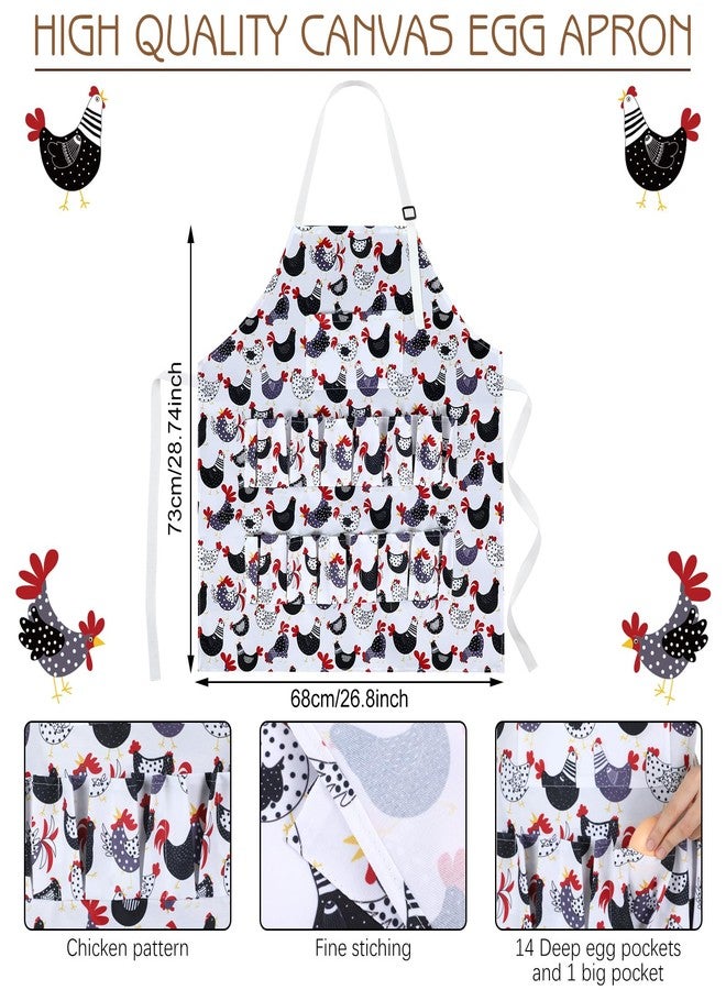 Cutecrop 2 Pcs Egg Collecting Apron with 15 Pockets Gathering Basket with 7 Pouches Fresh Chicken Duck Goose Egg Collecting for Housewife Farmhouse Kitchen Parent Child Activities(Vivid Style) - Image 3