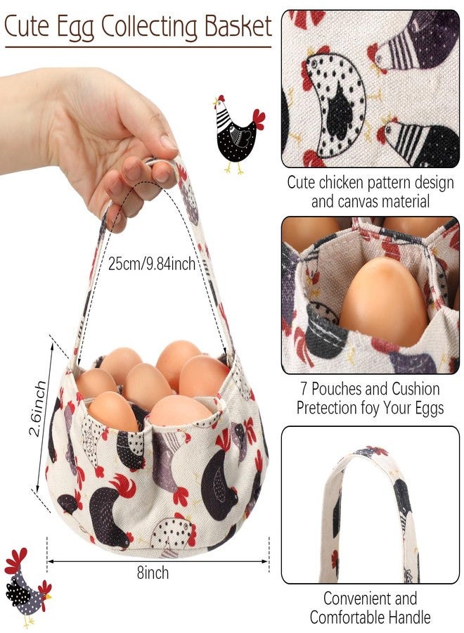 Cutecrop 2 Pcs Egg Collecting Apron with 15 Pockets Gathering Basket with 7 Pouches Fresh Chicken Duck Goose Egg Collecting for Housewife Farmhouse Kitchen Parent Child Activities(Vivid Style) - Image 2