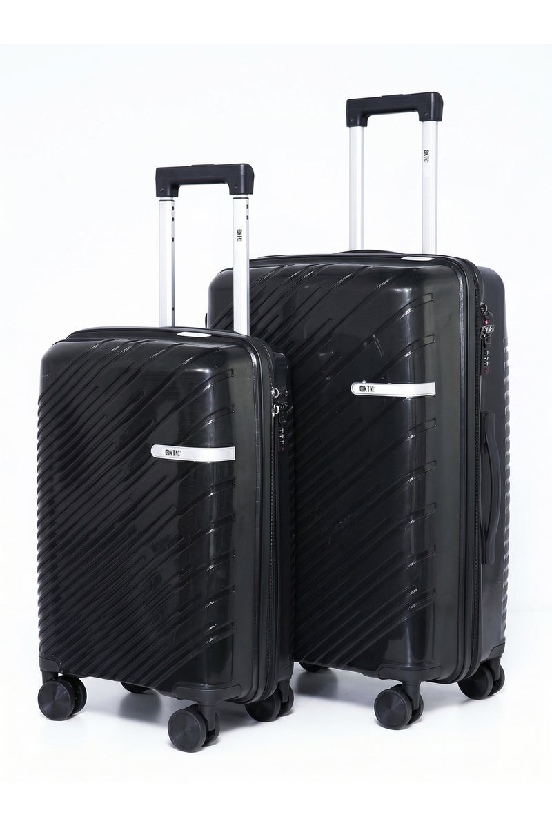 KTMC Polypropylene Luggage 20" Carry-On & 24" Check-in Suitcases, H-8882 Black - Image 1