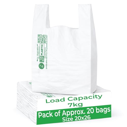 ECOZ Compostable & Biodegradable Carry Bags | Eco-Friendly Plastic-Free Shopping Bag for Grocery, Food, Retail & Vegetables | 20x26 Inch | Approx Pack of 20 | Load 7kg Capacity | for Supermarket - Image 1