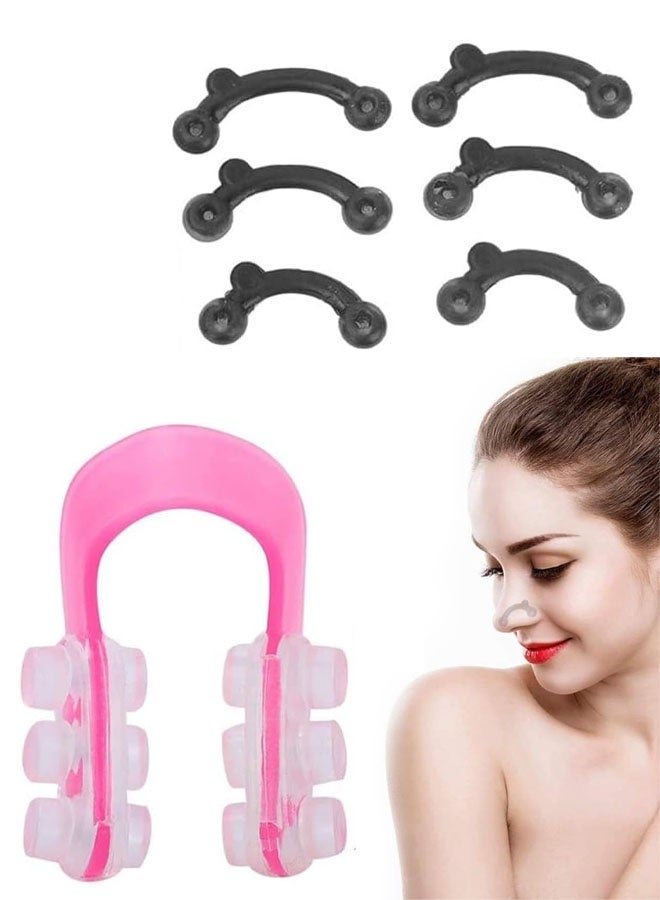A Set of Black and Pink Nose Up  Lifting Shaping Clip Invisible Shaper Tool,Straightening Beauty Massage Tool Bridge Straightening for Nose Uplifting Crooked Women Men Bridge Wide Lifter Men's - Image 1