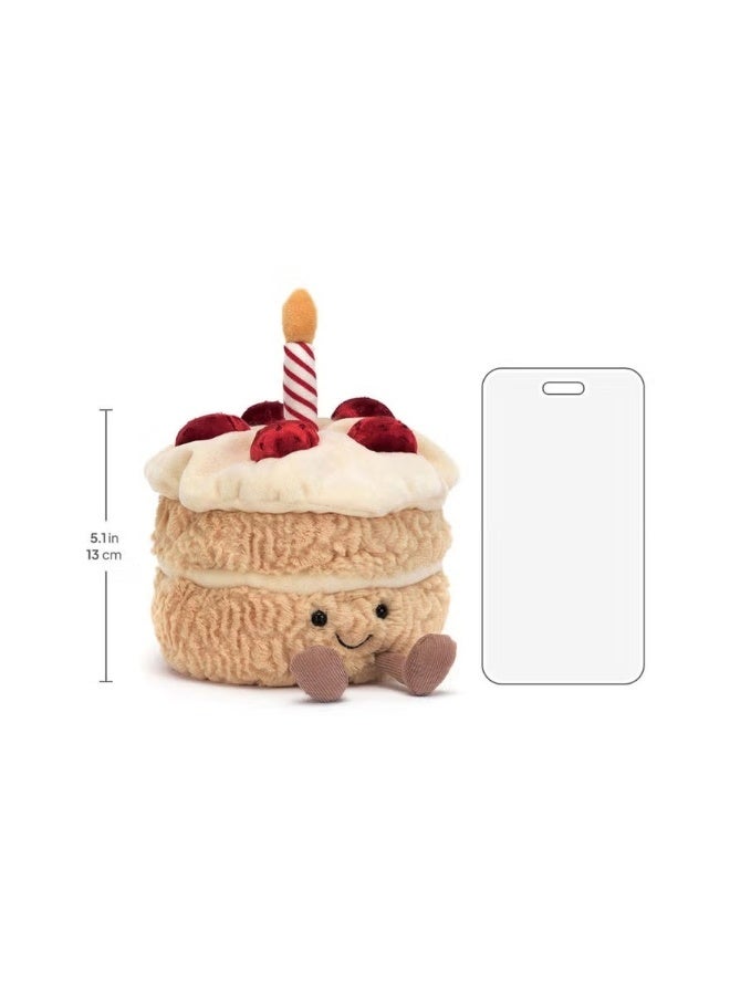 جيليكات دمية كعكة عيد الميلاد Jellycat - لعبة لينة فائقة، بتصميم كعكة فراولة مبتسمة لطيفة مع تفاصيل لذيذة، مصنوعة بدقة كهدية مثالية لعيد ميلاد الأطفال، تُضفي الفرح والجاذبية على الاحتفالات الخاصة للأطفال - Image 4